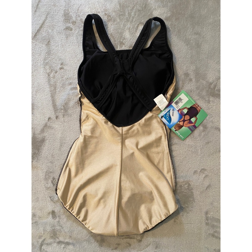 Dolfin Swimsuit Women 34/8L Black Aqua Shape Lap Suit Racerback One Piece New - Picture 8 of 10